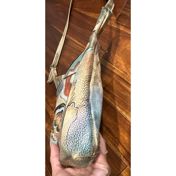 ANUSCHKA Purse Hand Painted Leather Shoulder Bag Abstract Southwest Art - Picture 6 of 16